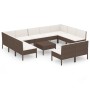 Set muebles de jardín 12 pzas y cojines ratán sintético marrón de vidaXL, Conjuntos de jardín - Ref: Foro24-3094607, Precio: ...