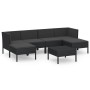Set de muebles de jardín 7 pzas cojines ratán sintético negro de vidaXL, Conjuntos de jardín - Ref: Foro24-3094537, Precio: 5...