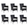 Set de comedor de jardín 7 pzas y cojines ratán sintético negro de vidaXL, Conjuntos de jardín - Ref: Foro24-3095013, Precio:...