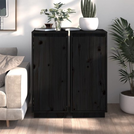 Aparador 2 uds madera maciza de pino negro 31,5x34x75 cm de vidaXL, Aparadores - Ref: Foro24-813359, Precio: 81,12 €, Descuen...