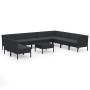 Set de muebles de jardín 11 pzas cojines ratán sintético negro de vidaXL, Conjuntos de jardín - Ref: Foro24-3094473, Precio: ...