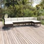 Set muebles de jardín 7 piezas cojines ratán sintético marrón de vidaXL, Conjuntos de jardín - Ref: Foro24-3094539, Precio: 5...