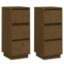 Aparador 2 uds madera maciza de pino marrón miel 32x34x75 cm de vidaXL, Aparadores - Ref: Foro24-813372, Precio: 89,52 €, Des...