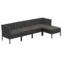 Set de muebles de jardín 5 pzas y cojines ratán sintético negro de vidaXL, Conjuntos de jardín - Ref: Foro24-3094381, Precio:...