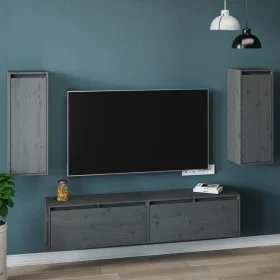 Wall cabinets 2 pcs solid gray pine wood 30x30x80 cm by vidaXL, Shelves and shelves - Ref: Foro24-813500, Price: 58,78 €, Dis...