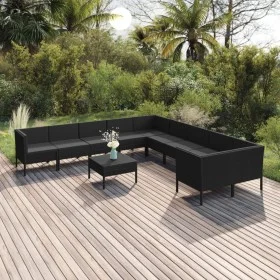 Garden furniture set 11 pieces black synthetic rattan cushions by vidaXL, Garden sets - Ref: Foro24-3094497, Price: 891,37 €,...