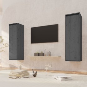 Armarios de pared 2 uds madera maciza pino gris 30x30x100 cm de vidaXL, Estantes y estanterías - Ref: Foro24-813510, Precio: ...