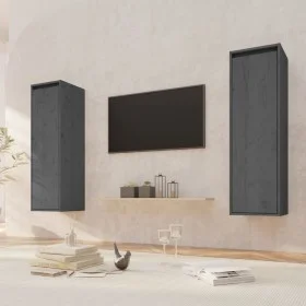 Armarios de pared 2 uds madera maciza pino gris 30x30x100 cm de vidaXL, Estantes y estanterías - Ref: Foro24-813510, Precio: ...