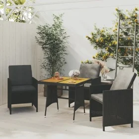 Mesa de jardín ratán sintético y acacia maciza negro 70x70x72cm de vidaXL, Mesas de jardín - Ref: Foro24-318692, Precio: 92,2...