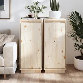 Aparador 2 uds madera maciza de pino 31,5x34x75 cm de vidaXL, Aparadores - Ref: Foro24-813351, Precio: 89,78 €, Descuento: %