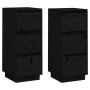 Aparador 2 uds madera maciza de pino negro 32x34x75 cm de vidaXL, Aparadores - Ref: Foro24-813374, Precio: 94,33 €, Descuento: %