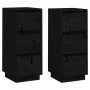 Aparador 2 uds madera maciza de pino negro 32x34x75 cm de vidaXL, Aparadores - Ref: Foro24-813374, Precio: 94,33 €, Descuento: %