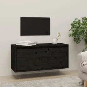 Armario de pared de madera maciza de pino negro 80x30x35 cm de vidaXL, Estantes y estanterías - Ref: Foro24-813463, Precio: 6...