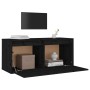 Armario de pared de madera maciza de pino negro 80x30x35 cm de vidaXL, Estantes y estanterías - Ref: Foro24-813463, Precio: 6...