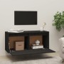 Armario de pared de madera maciza de pino negro 80x30x35 cm de vidaXL, Estantes y estanterías - Ref: Foro24-813463, Precio: 6...