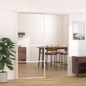 Puerta corredera ESG vidrio y aluminio blanca 90x205 cm de vidaXL, Puertas para el hogar - Ref: Foro24-151660, Precio: 162,89...