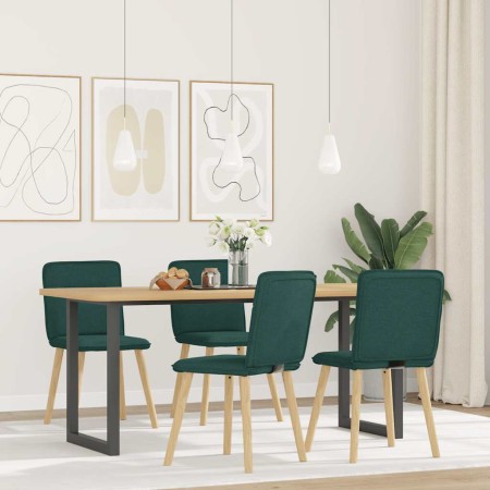 Sillas de comedor 4 unidades tela verde oscuro en Sillas de comedor | Comprar online en Foru.es