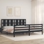 Estructura de cama con cabecero madera maciza negro 200x200 cm de vidaXL, Camas y somieres - Ref: Foro24-3194140, Precio: 181...