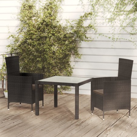 Juego de comedor de jardín 3 pzas con cojines ratán PE negro de vidaXL, Conjuntos de jardín - Ref: Foro24-3094865, Precio: 28...
