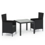 Juego de comedor de jardín 3 pzas con cojines ratán PE negro de vidaXL, Conjuntos de jardín - Ref: Foro24-3094865, Precio: 28...