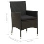 Juego de comedor de jardín 3 pzas con cojines ratán PE negro de vidaXL, Conjuntos de jardín - Ref: Foro24-3094865, Precio: 28...