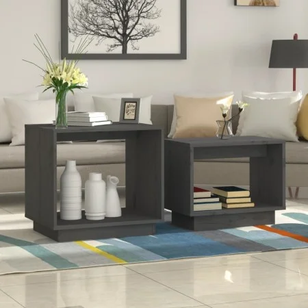 Stackable coffee tables 2 units solid gray pine wood by vidaXL, Coffee table - Ref: Foro24-813527, Price: 47,86 €, Discount: %