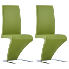 Sillas de comedor forma de zigzag 2 uds cuero sintético verde en Sillas de comedor | Comprar online en Foru.es