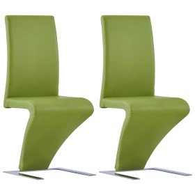 Sillas de comedor forma de zigzag 2 uds cuero sintético verde en Sillas de comedor | Comprar online en Foru.es