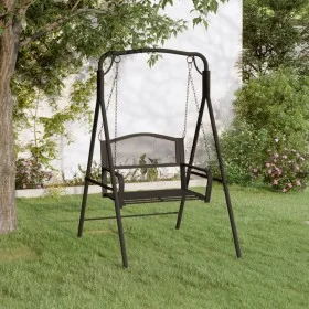 Banco mecedor de acero negro 124 cm de vidaXL, Bancos de jardín - Ref: Foro24-318832, Precio: 221,81 €, Descuento: %