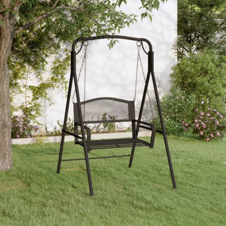 Banco mecedor de acero negro 124 cm de vidaXL, Bancos de jardín - Ref: Foro24-318832, Precio: 223,80 €, Descuento: %