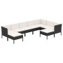 Set muebles de jardín 9 pzas y cojines ratán sintético negro de vidaXL, Conjuntos de jardín - Ref: Foro24-3094432, Precio: 82...