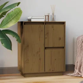 Aparador de madera maciza de pino marrón miel 60x34x75 cm de vidaXL, Aparadores - Ref: Foro24-813393, Precio: 67,13 €, Descue...