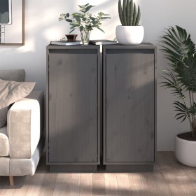 Aparador 2 uds madera maciza de pino gris 31,5x34x75 cm de vidaXL, Aparadores - Ref: Foro24-813355, Precio: 61,52 €, Descuent...