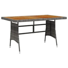 Mesa de jardín ratán PE y acacia maciza gris 130x70x72 cm de vidaXL, Mesas de jardín - Ref: Foro24-318696, Precio: 143,68 €, ...
