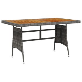 Mesa de jardín ratán PE y acacia maciza gris 130x70x72 cm de vidaXL, Mesas de jardín - Ref: Foro24-318696, Precio: 150,02 €, ...