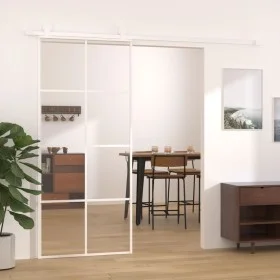 ESG glass and aluminum sliding door 90x205 cm white by vidaXL, Doors for the home - Ref: Foro24-151672, Price: 157,20 €, Disc...