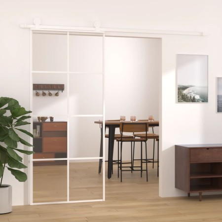 Puerta corredera ESG vidrio y aluminio 90x205 cm blanco de vidaXL, Puertas para el hogar - Ref: Foro24-151672, Precio: 171,72...