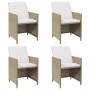 Sillas de jardín con cojines 4 unidades ratán sintético beige de vidaXL, Sillas de jardín - Ref: Foro24-316777, Precio: 226,5...