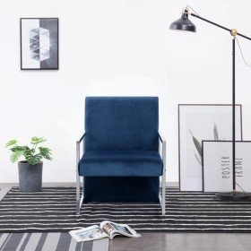 Sillón con patas cromadas de terciopelo azul en Sillones | Comprar online en Foru.es