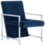 Sillón con patas cromadas de terciopelo azul en Sillones | Comprar online en Foru.es