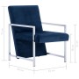 Sillón con patas cromadas de terciopelo azul en Sillones | Comprar online en Foru.es
