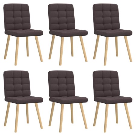 Sillas de comedor 6 unidades tela marrón oscuro en Sillas de comedor | Comprar online en Foru.es