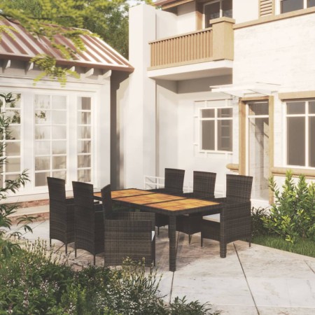 Juego de comedor de jardín 7 piezas ratán sintético negro de vidaXL, Conjuntos de jardín - Ref: Foro24-3094837, Precio: 526,7...