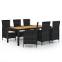 Juego de comedor de jardín 7 piezas ratán sintético negro de vidaXL, Conjuntos de jardín - Ref: Foro24-3094837, Precio: 526,7...