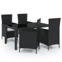 Juego de comedor de jardín 5 piezas con cojines ratán PE negro de vidaXL, Conjuntos de jardín - Ref: Foro24-3094843, Precio: ...