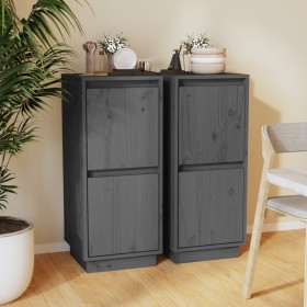 Aparador 2 uds madera maciza de pino gris 31,5x34x75 cm de vidaXL, Aparadores - Ref: Foro24-813385, Precio: 79,68 €, Descuent...