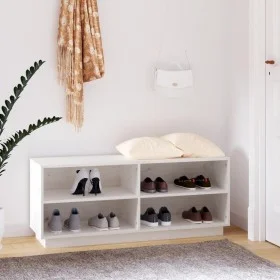 Armario zapatero de madera maciza de pino blanco 110x34x45 cm de vidaXL, Zapateros y organizadores de calzado - Ref: Foro24-8...