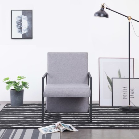 Sillón con patas cromadas de tela gris claro en Sillones | Comprar online en Foru.es