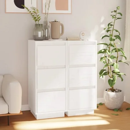 Aparador 2 uds madera maciza de pino blanco 32x34x75 cm de vidaXL, Aparadores - Ref: Foro24-813368, Precio: 87,76 €, Descuent...