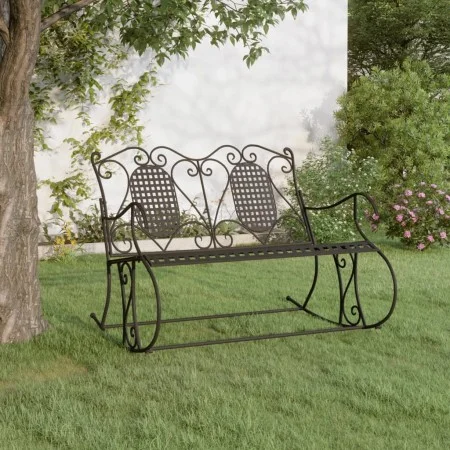 Banco mecedor de jardín de dos plazas acero negro 113 cm de vidaXL, Bancos de jardín - Ref: Foro24-318829, Precio: 182,88 €, ...